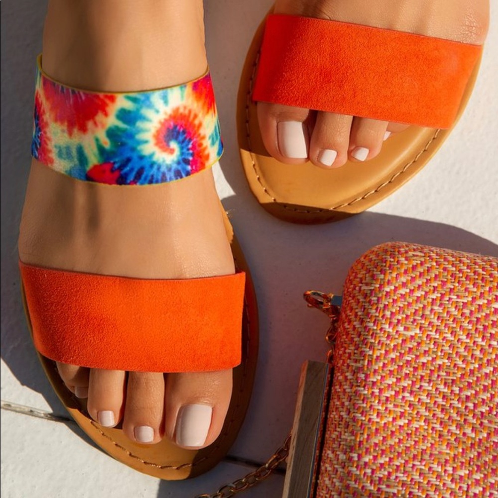 Orange Tie-dye Sandals